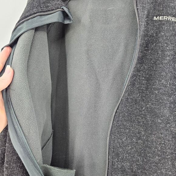 Merrell wool blend hooded jacket xl mens black charcoal gray fleece lined coat - Picture 5 of 5